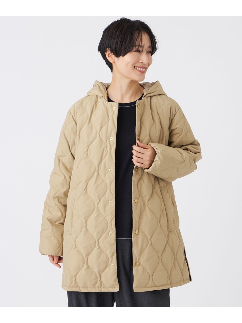 【L】【ウォッシャブル】キルティングフーデッドダウンコート EVEX by KRIZIA サンヨー エル大きさ ジャケット・アウター 余分の物のジャケット・アウター 黒いこと ベージュ【貨物輸送無料】[ Fashion]