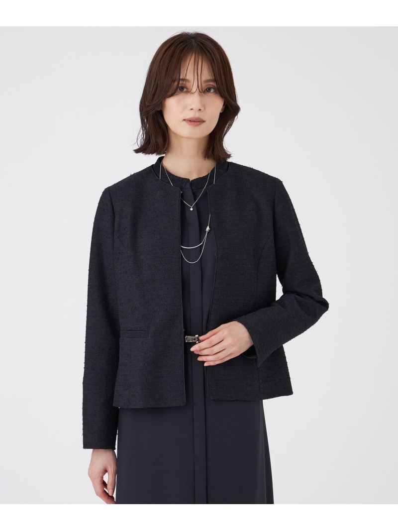 【SALE／42%OFF】【ウォッシャブル】ペーパーヤーンファンシージャケット TRANS WORK トランスワーク ジャケット・アウター その他のジャケット・アウター ネイビー【RBA_E】【送料無料】[ Fashion]