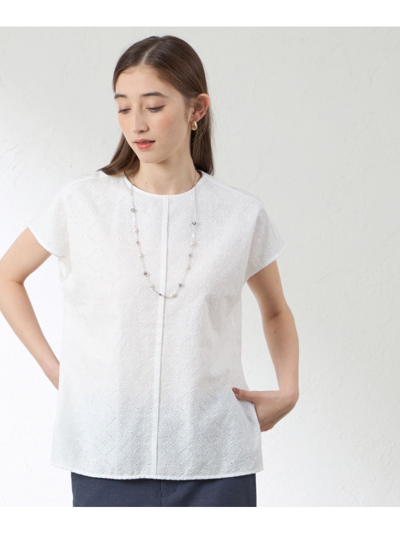 プレーティング天竺 レースコンビプルオーバー AMACA アマカ トップス カットソー・Tシャツ ホワイト グリーン ピンク【送料無料】[ Fashion]｜SANYO SELECT