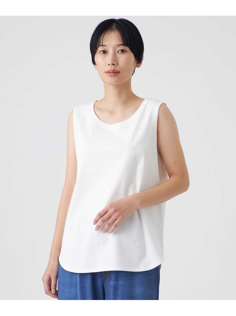 【ウォッシャブル】コットンスムースタンクトップ EVEX by KRIZIA エヴェックス バイ クリツィア トップス キャミソール ブラック ホワイト【送料無料】[ Fashion]
