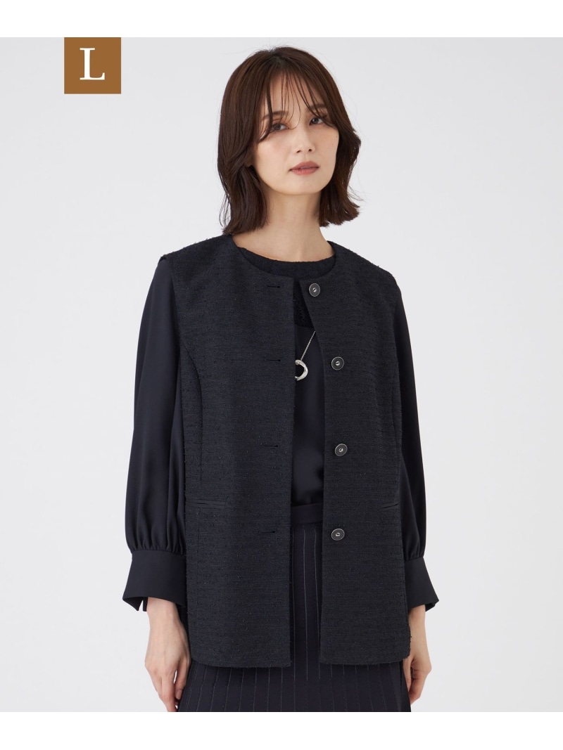 【SALE／38%OFF】【L】【ウォッシャブル】ペーパーヤーンファンシージレ TRANS WORK サンヨー エルサイズ ジャケット・アウター その他のジャケット・アウター ネイビー【RBA_E】【送料無料】[ Fashion]