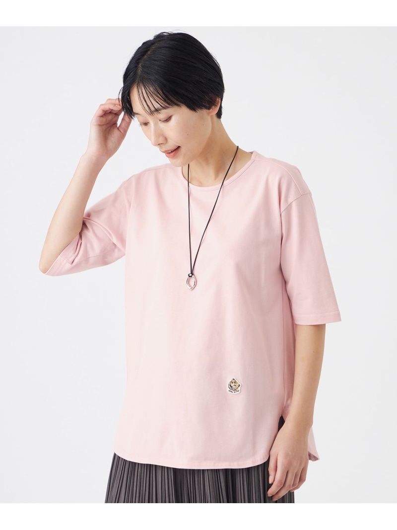 【ウォッシャブル】タイガーパッチコットンカットソー EVEX by KRIZIA エヴェックス バイ クリツィア トップス カットソー・Tシャツ ホワイト ピンク【送料無料】[ Fashion]