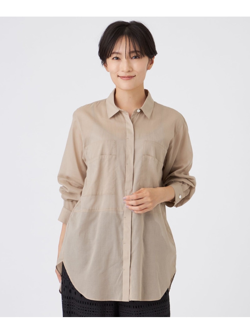 【SALE／27%OFF】【接触冷感】【ウォッシャブル】シアーボイルロングシャツ EVEX by KRIZIA エヴェックス バイ クリツィア トップス シャツ・ブラウス ブラック ベージュ【RBA_E】【送料無料】[ Fashion]