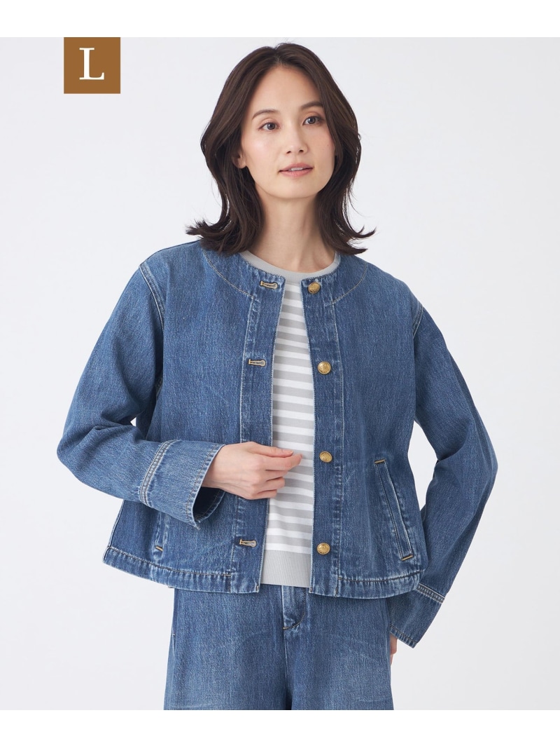 【L】【ウォッシャブル】ブレンドデニムブルゾン TRANS WORK サンヨー エルサイズ ジャケット・アウター その他のジャケット・アウター ネイビー ブルー【送料無料】[ Fashion]