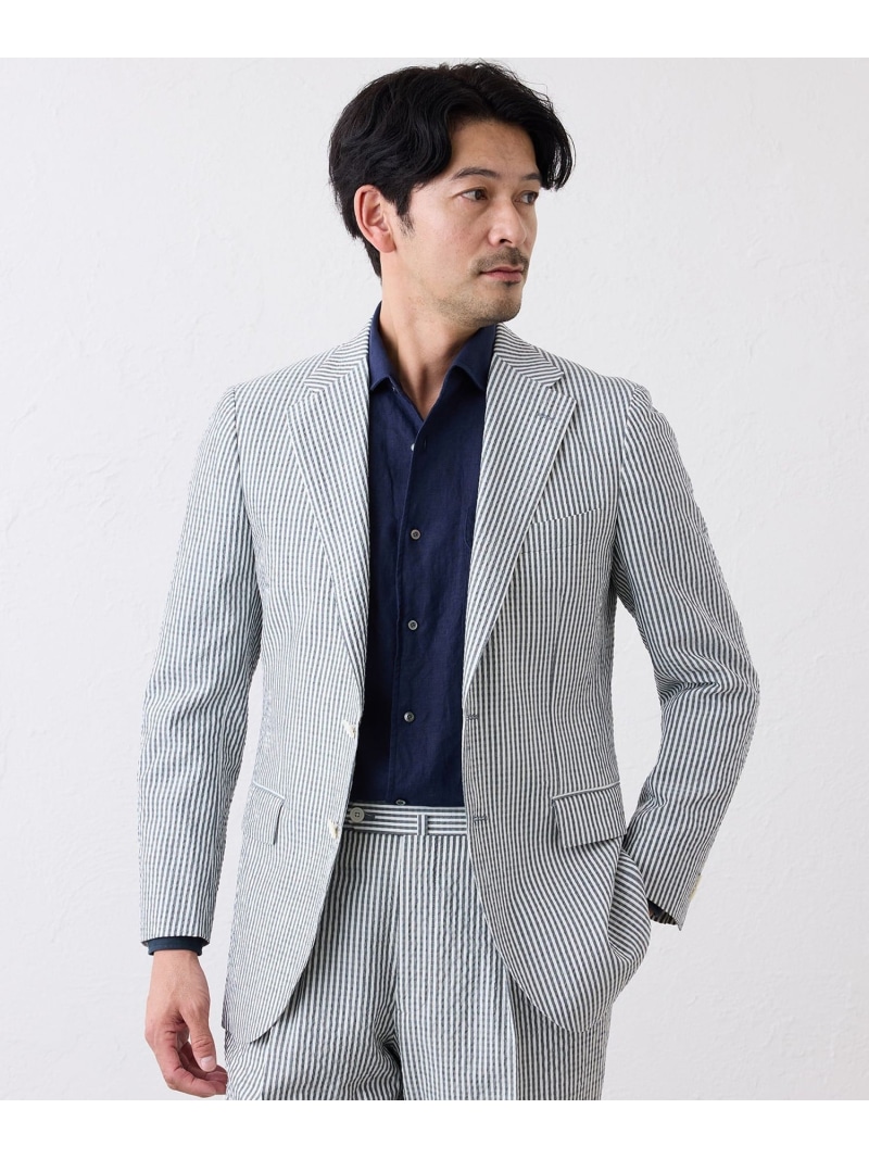 ウール&コットン シアーサッカージャケット S.ESSENTIALS エス エッセンシャルズ ジャケット・アウター テーラードジャケット・ブレザー ネイビー ブルー【送料無料】[ Fashion]