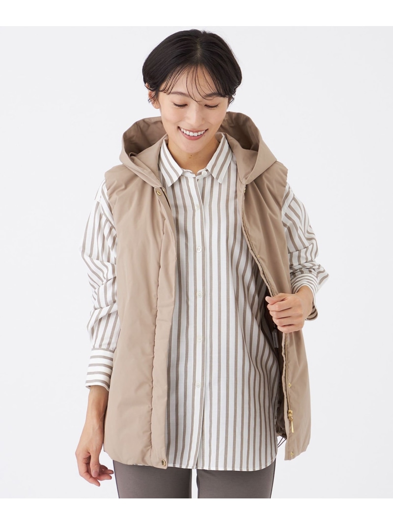 【SALE／51%OFF】【カタログ掲載】【はっ水・マシンウォッシャブル】グレイスメモリーフーデッドジレ EVEX by KRIZIA エヴェックス バイ クリツィア トップス ベスト・ジレ ベージュ ブラック【RBA_E】【送料無料】[ Fashion]