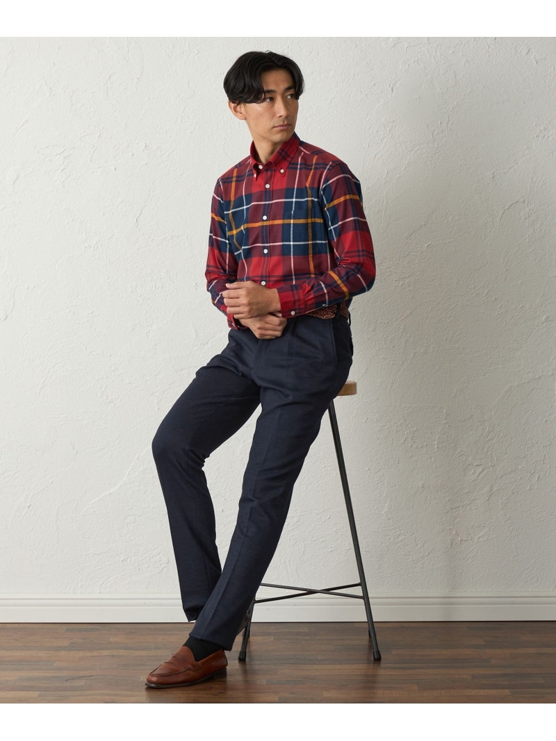 【SALE／24%OFF】起毛タータンシャツ BAKER STREET ベイカー・ストリート トップス シャツ・ブラウス ブラウン ネイビー ブルー レッド【RBA_E】【送料無料】[ Fashion]