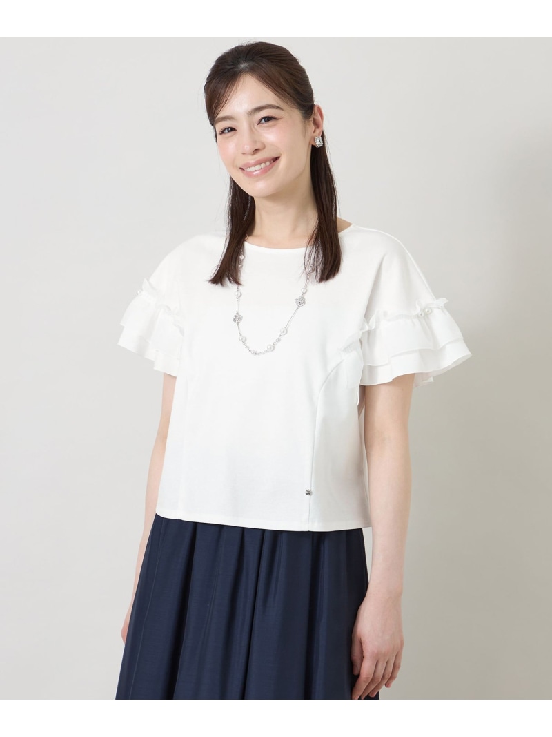 【SALE／18%OFF】【L】シアーギャザースリーブ カットソー TO BE CHIC サンヨー エルサイズ トップス カットソー・Tシャツ ブラック ワインレッド ホワイト【RBA_E】【送料無料】[ Fashion]｜SANYO SELECT