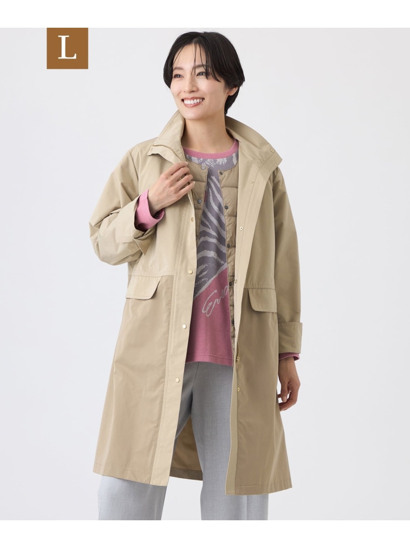 【SALE／19%OFF】【L】【はっ水・ウォッシャブル】ダウンライナーウイングカラーコート EVEX by KRIZIA サンヨー エル大きさ ジャケット・アウター 余分の物のジャケット・アウター 黒いこと ベージュ【RBA_E】【貨物輸送無料】[ Fashion]