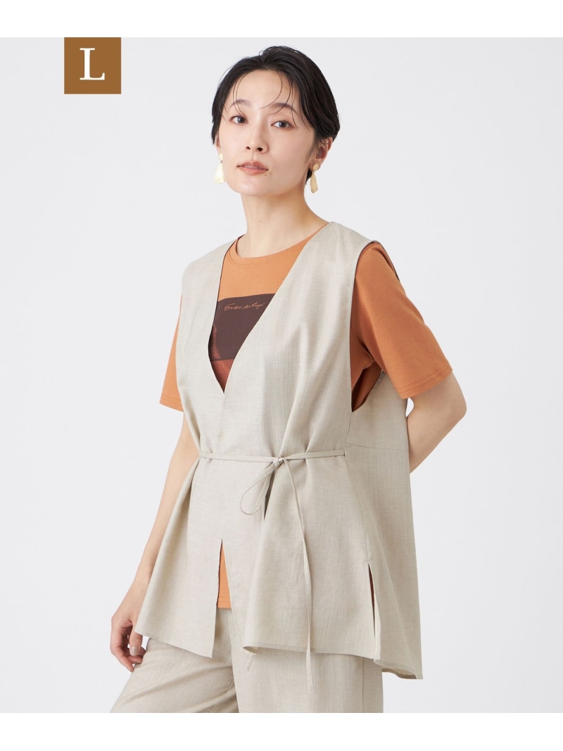 【L】【人付き合い冷感・マシンウォッシャブル】ファージュストレッチジレ EVEX by KRIZIA サンヨー エル大いさ トップス 限りない・ジレ ベージュ 赤銅色【貨物輸送無料】[ Fashion] レディースファッション-トップス-ベスト・ジレ