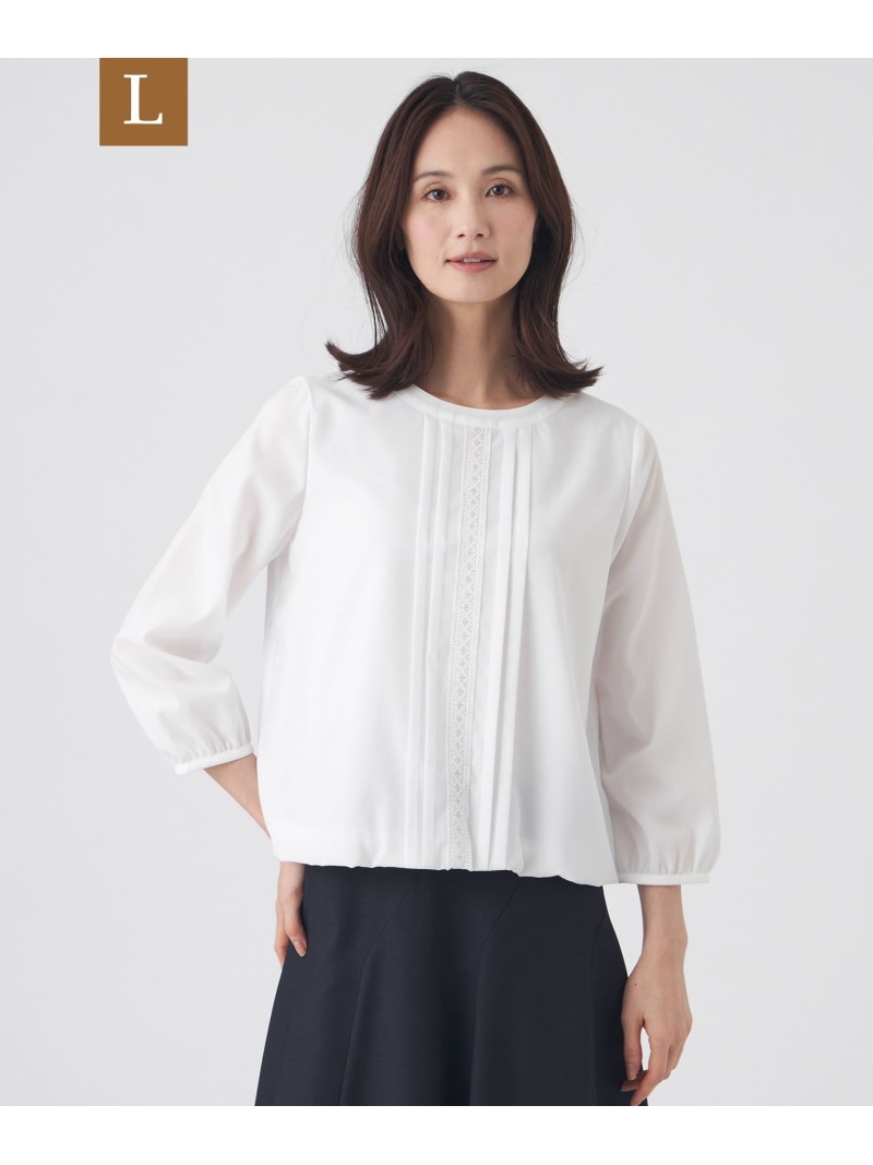 【SALE／22%OFF】【L】【ウォッシャブル】ストレッチファイユブラウス TRANS WORK サンヨー エルサイズ トップス シャツ・ブラウス ホワイト ネイビー【RBA_E】【送料無料】[ Fashion]｜SANYO SELECT