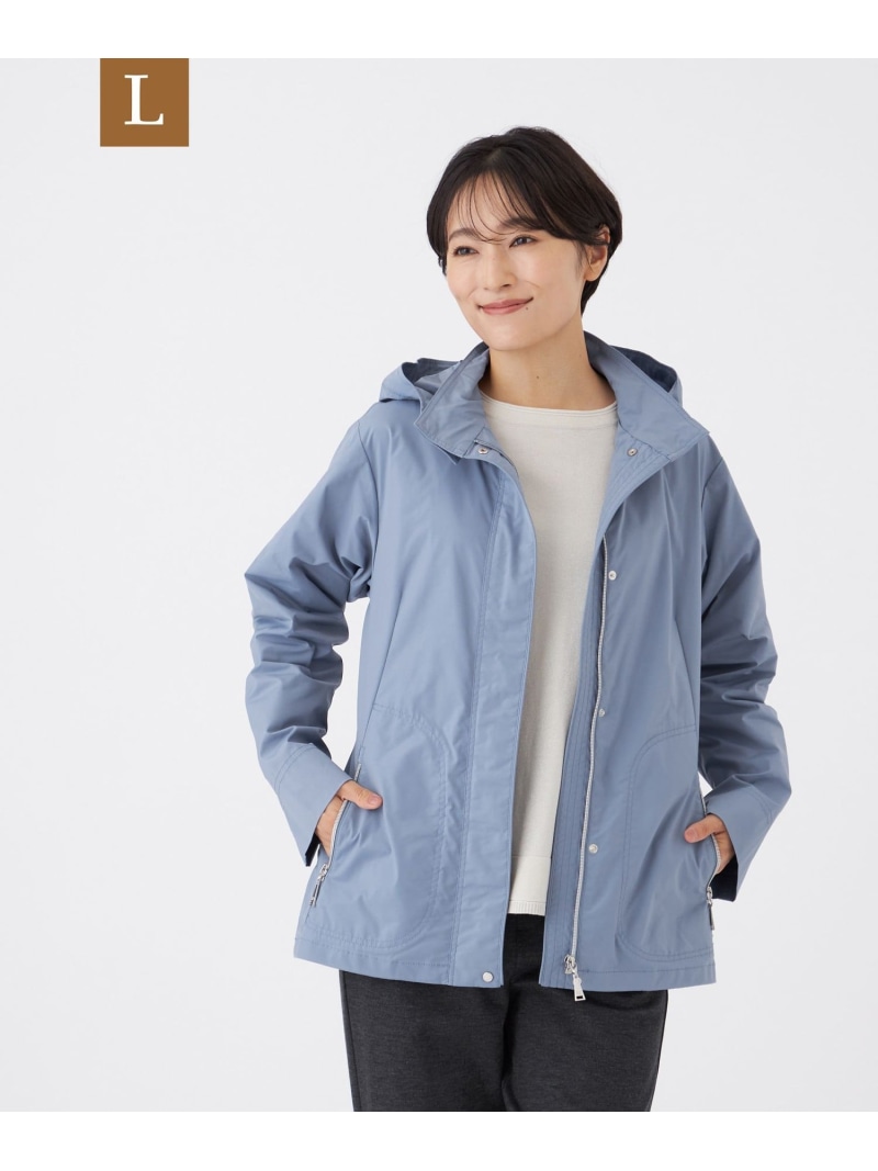 【SALE／37%OFF】【L】【カタログ掲載】【はっ水・マシンウォッシャブル】グレイスメモリーフーデッドブルゾン EVEX by KRIZIA サンヨー エルサイズ ジャケット・アウター その他のジャケット・アウター ベージュ ブルー ブラック【RBA_E】【送料無料】[ Fashion]