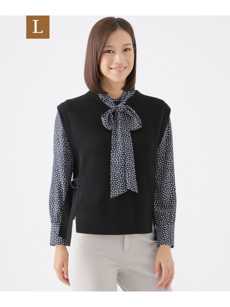 【SALE／38%OFF】【L】【ウォッシャブル】エクストラファインウールニットジレ TRANS WORK サンヨー エルサイズ トップス ニット ピンク グレー ブラック ブルー【RBA_E】【送料無料】[ Fashion]｜SANYO SELECT