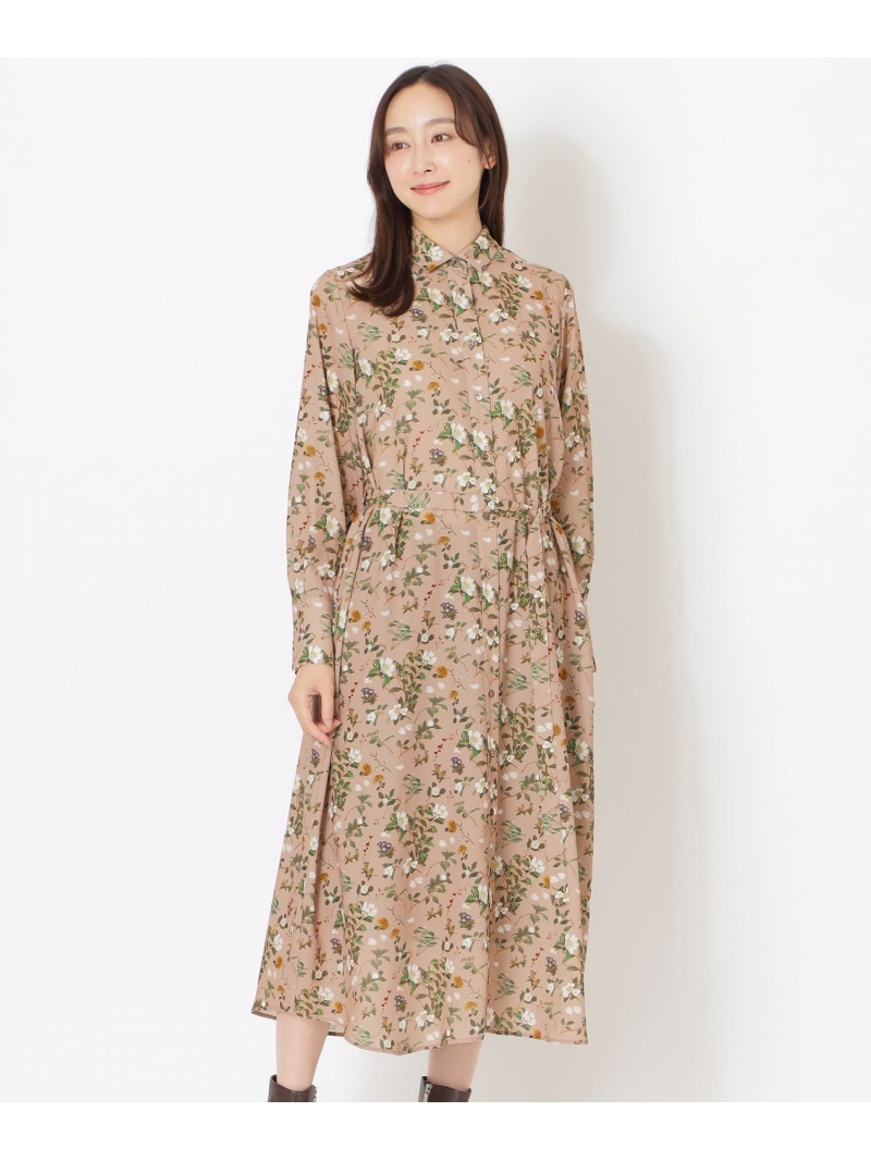 【HAIBARA】プリントワンピース S.ESSENTIALS エス エッセンシャルズ ワンピース・ドレス ワンピース ベージュ ブラック【送料無料】[ Fashion]