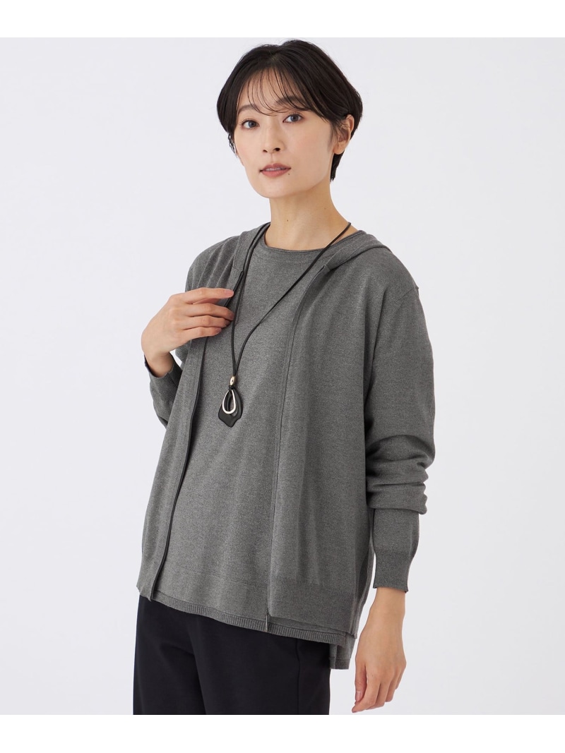 【SALE／36%OFF】【カタログ掲載】【ウォッシャブル】ラメハイゲージニットパーカー EVEX by KRIZIA エヴェックス バイ クリツィア トップス ニット ホワイト ブラック【RBA_E】【送料無料】[ Fashion]