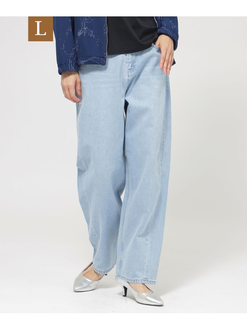 【L】【ウォッシャブル】カーブデニムパンツ EVEX by KRIZIA サンヨー エルサイズ パンツ ジーンズ・デニムパンツ ブルー【送料無料】[ Fashion]
