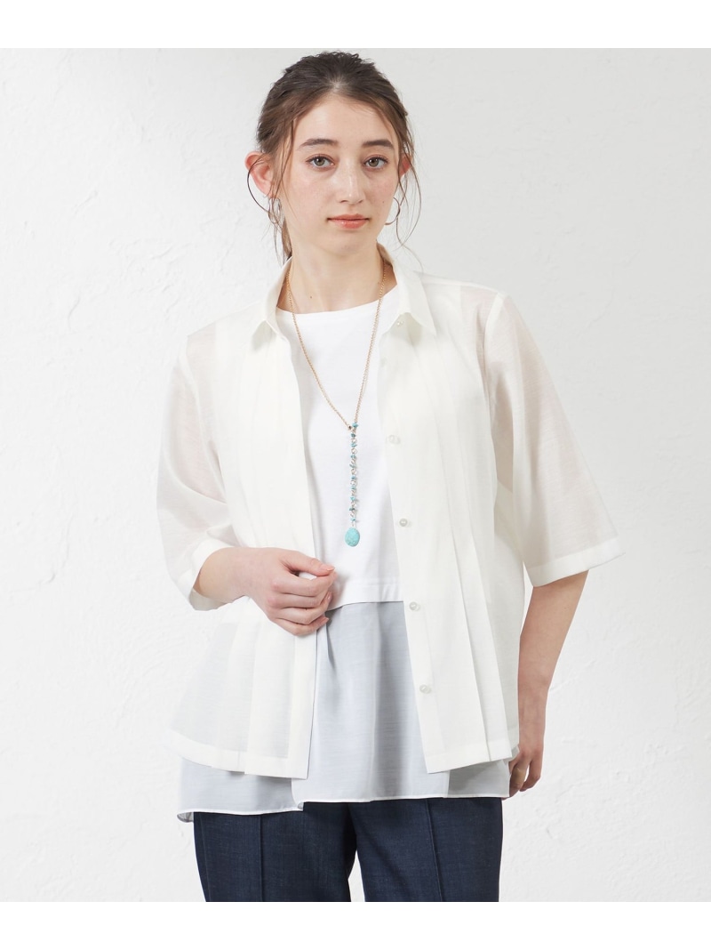 【SALE／31%OFF】シルキーローンショートシャツ AMACA アマカ トップス シャツ・ブラウス パープル ホワイト ネイビー【RBA_E】【送料無料】[ Fashion]
