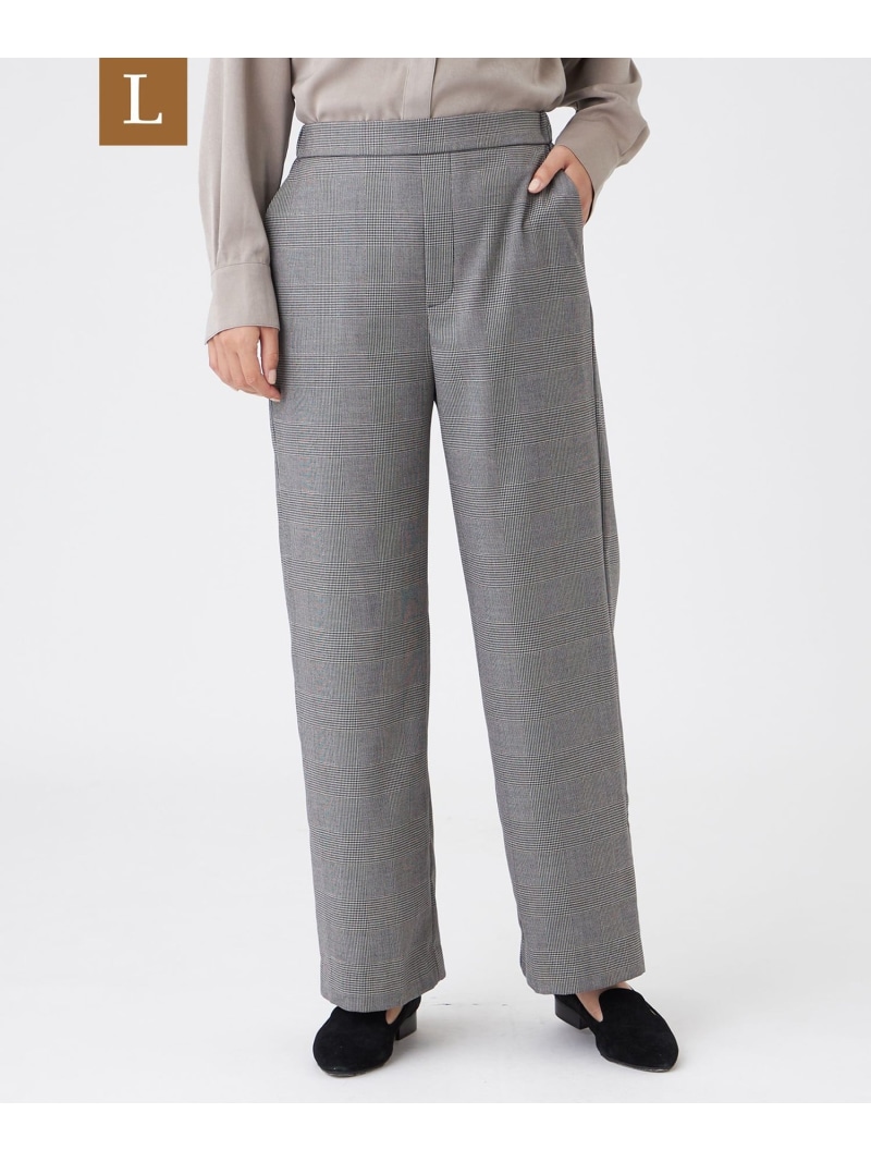 【SALE／44%OFF】【L】【商品目録掲げる】【ウォッシャブル】ラメグレンチェックブラッシュドストレートパンツ EVEX by KRIZIA サンヨー エル大きさ ズボン下 余分の物のズボン下 黒いこと 薄墨色【RBA_E】【貨物輸送無料】[ Fashion]