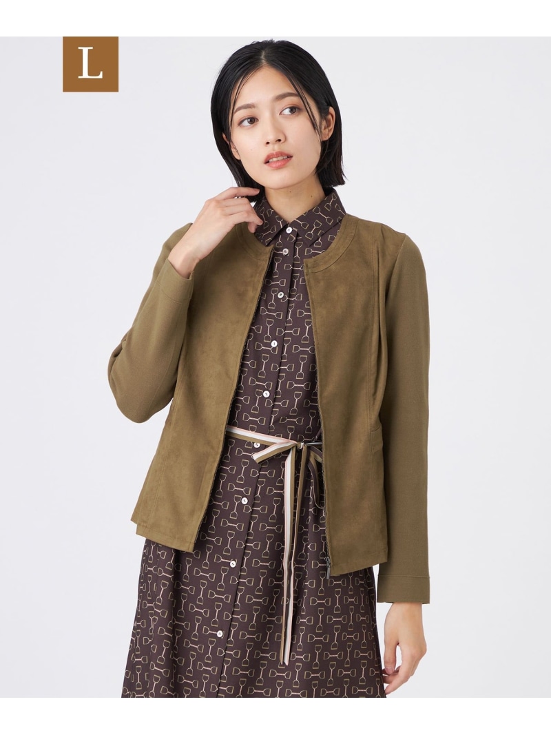 【SALE／33%OFF】【L】【ウォッシャブル】ストレッチスエードコンビジャケット TRANS WORK サンヨー エルサイズ ジャケット・アウター その他のジャケット・アウター ネイビー ブルー ピンク ブラウン【RBA_E】【送料無料】[ Fashion]