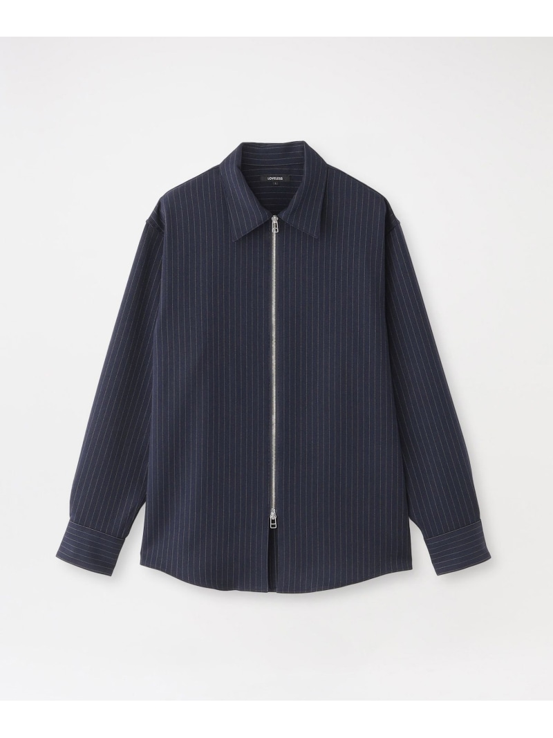【SALE／10%OFF】ピンストライプジップシャツ LOVELESS 優しいこと受け答え トップス プルオーバー・トップ 黒いこと 米国海軍【RBA_E】【貨物輸送無料】[ Fashion] メンズファッション-トップス-カジュアルシャツ