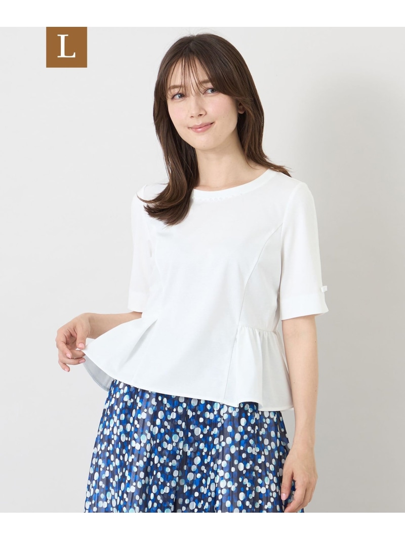 【L】【冨張 愛さん着付ける】ルミ叫びごえ ビジューネックペプラムトップス TO BE CHIC サンヨー エル大きさ トップス カットソー・プルオーバー 白いこと 黒いこと 青色【貨物輸送無料】[ Fashion]