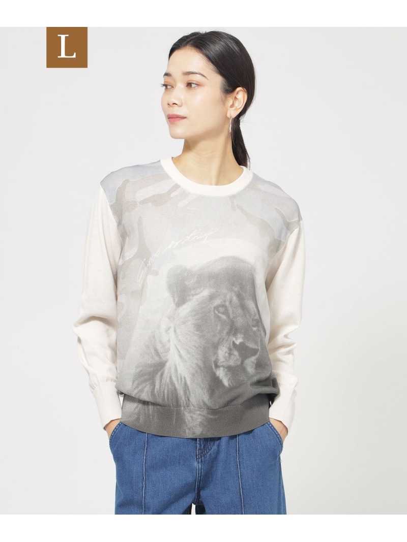 【SALE／24%OFF】【L】【ウォッシャブル】ライオンプリントニットプルオーバー EVEX by KRIZIA サンヨー エルサイズ トップス ニット ベージュ【RBA_E】【送料無料】[ Fashion]｜SANYO SELECT
