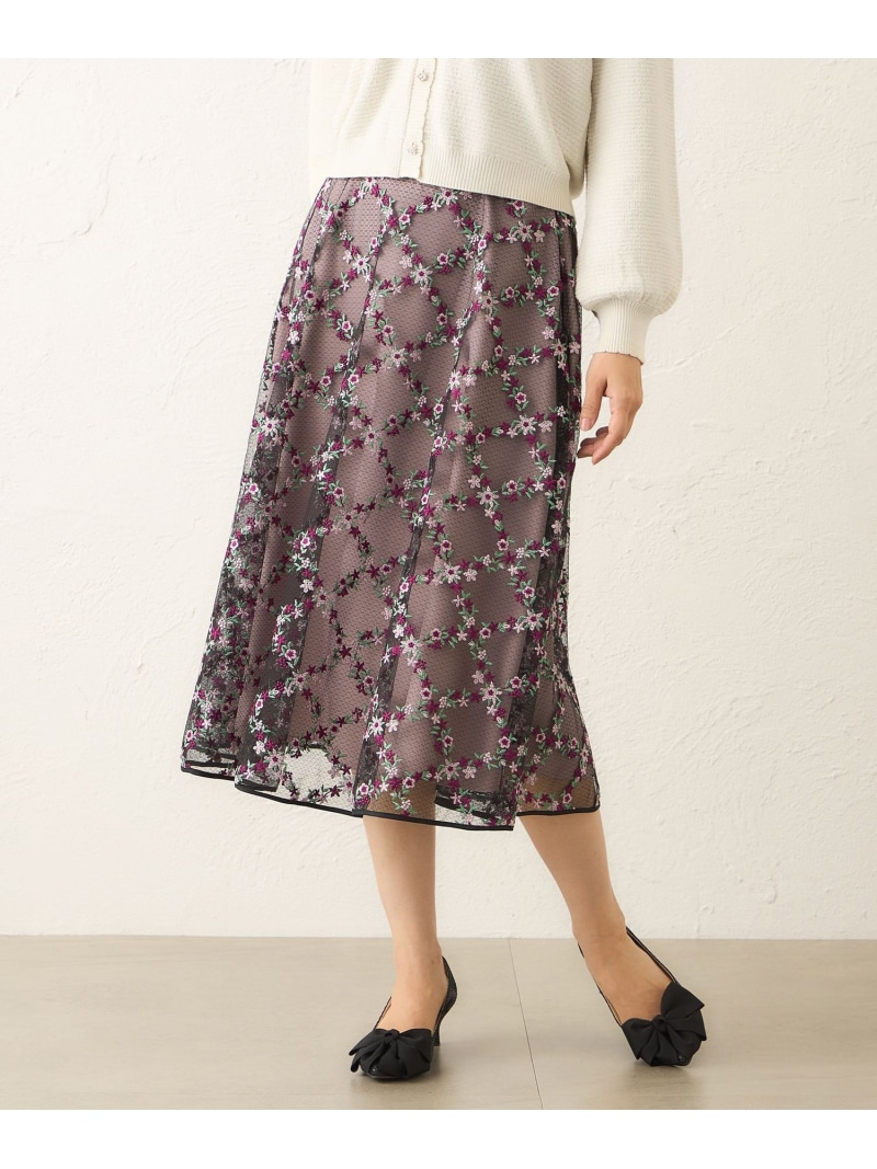 【SALE／26%OFF】フラワーチェック刺しゅう フレアスカート TO BE CHIC トゥー ビー シック スカート その他のスカート ピンク【RBA_E】【送料無料】[ Fashion]