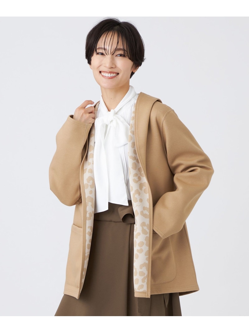 【SALE／20%OFF】【リバーシブル】【ウォッシャブル】レオパードダンボールフーデットコーディガン EVEX by KRIZIA エヴェックス バイ クリツィア ジャケット・アウター その他のジャケット・アウター ネイビー ベージュ【RBA_E】【送料無料】[ Fashion]