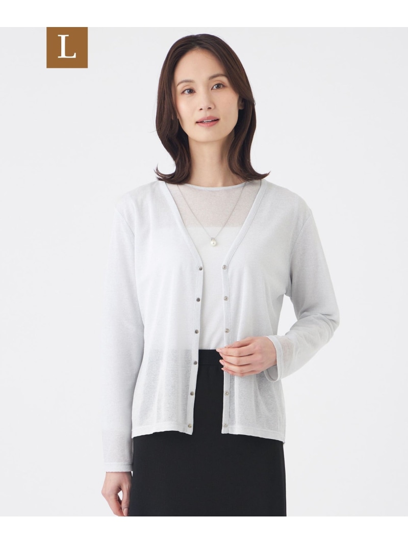 【SALE／23%OFF】【L】【ウォッシャブル】シアーラメフライスカーディガン TRANS WORK サンヨー エル大きさ トップス カットソー・プルオーバー ゴールド【RBA_E】【貨物輸送無料】[ Fashion]