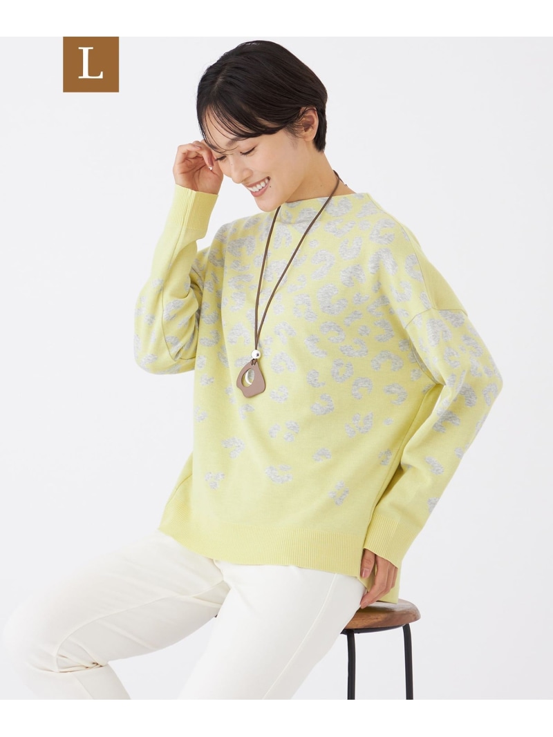 【SALE／22%OFF】【L】【カタログ掲載】【ウォッシャブル】パンサーグラデーションニットソー EVEX by KRIZIA サンヨー エルサイズ トップス カットソー・Tシャツ イエロー ホワイト グレー【RBA_E】【送料無料】[ Fashion]