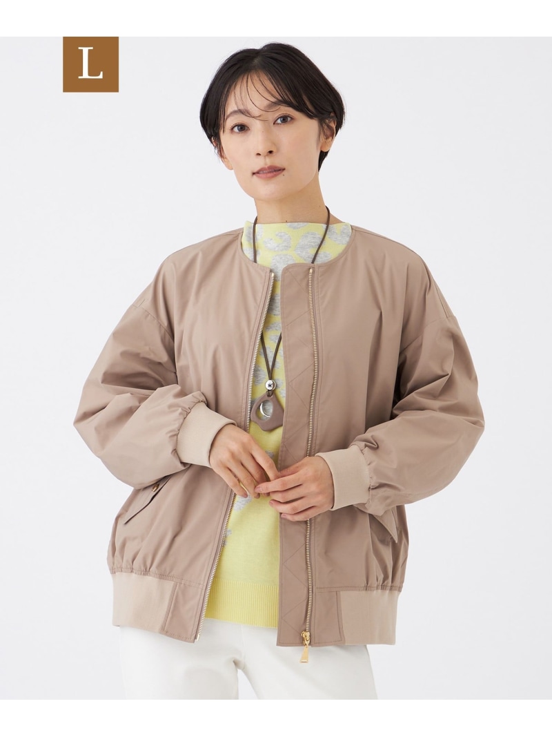 【SALE／36%OFF】【L】【はっ水・マシンウォッシャブル】グレイスメモリーノーカラーブルゾン EVEX by KRIZIA サンヨー エルサイズ ジャケット・アウター その他のジャケット・アウター ベージュ ブラック【RBA_E】【送料無料】[ Fashion]