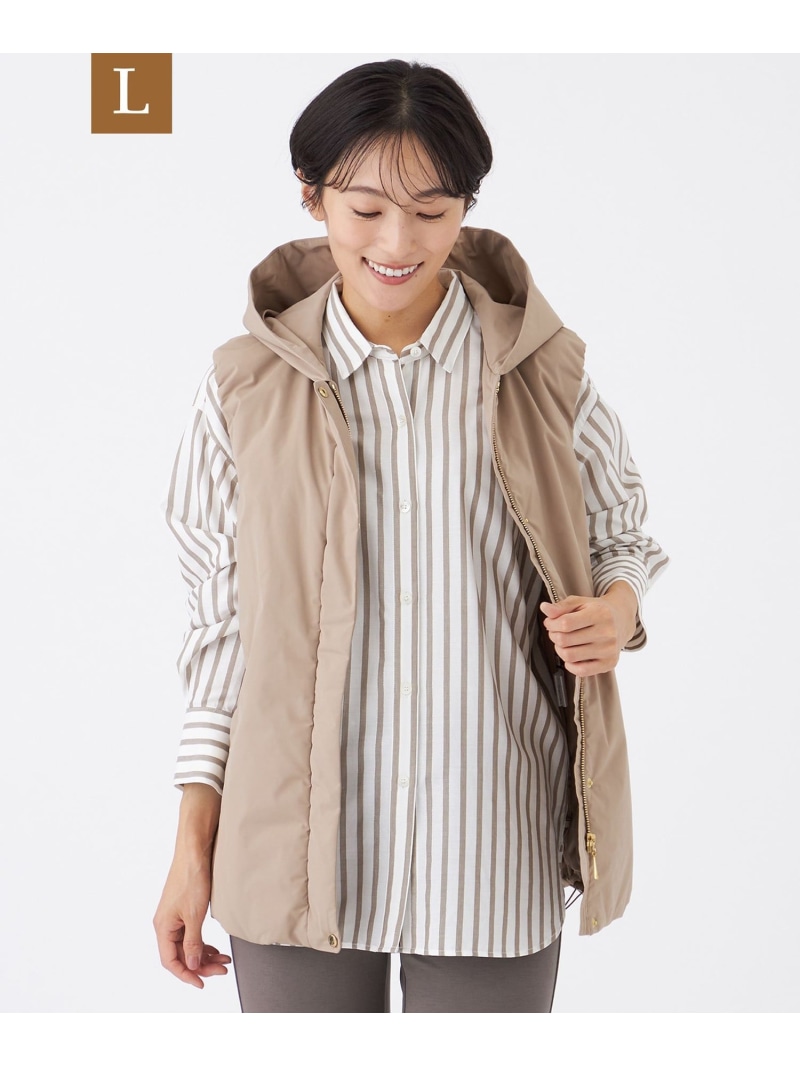 【SALE／49%OFF】【L】【商品目録掲げる】【はっ水・マシンウォッシャブル】グレイスメモリーフーデッドジレ EVEX by KRIZIA サンヨー エル大きさ トップス より良い・ジレ 黒いこと ベージュ【RBA_E】【貨物輸送無料】[ Fashion]