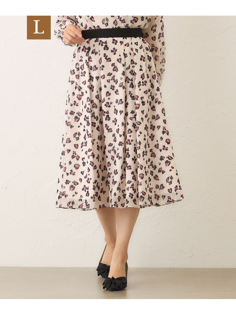 【SALE／38%OFF】【L】アニマルフラワー タックフレアスカート TO BE CHIC サンヨー エルサイズ スカート その他のスカート ピンク【RBA_E】【送料無料】[ Fashion]