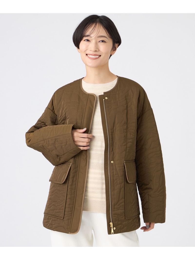 【SALE／40%OFF】【カタログ掲載】【マシンウォッシャブル】アニマルキルトノーカラージャケット EVEX by KRIZIA エヴェックス バイ クリツィア ジャケット・アウター その他のジャケット・アウター ブラウン ホワイト ブラック【RBA_E】【送料無料】[ Fashion]