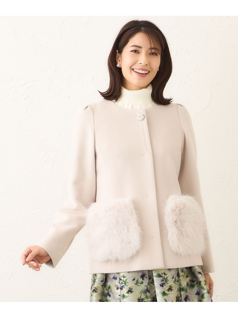 【SALE／20%OFF】ファーコンビ アンゴラウールコート TO BE CHIC トゥー ビー シック ジャケット・アウター その他のジャケット・アウター ブラック ピンク【RBA_E】【送料無料】[ Fashion]｜SANYO SELECT