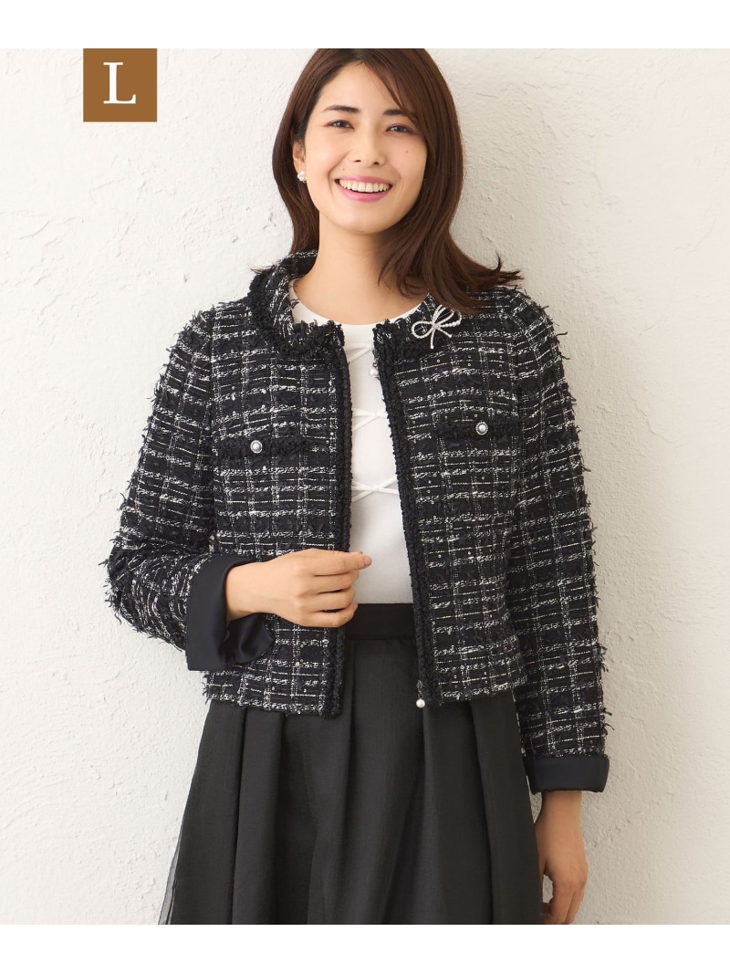 【SALE／30%OFF】【L】パピヨンファンシーツイード ジャケット TO BE CHIC サンヨー エルサイズ ジャケット・アウター その他のジャケット・アウター ブラック【RBA_E】【送料無料】[ Fashion]