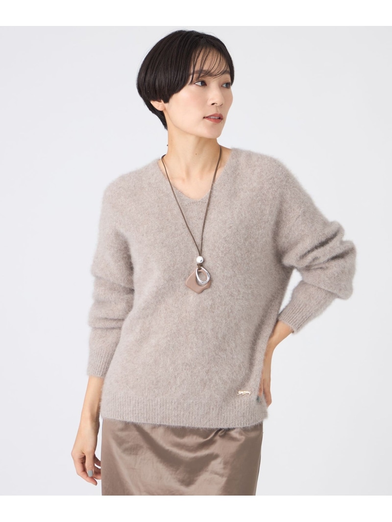 【SALE／21%OFF】【SANYO Style EDITION掲載】フォックスウールファーニットプルオーバー EVEX by KRIZIA エヴェックス バイ クリツィア トップス ニット ネイビー ホワイト ベージュ【RBA_E】【送料無料】[ Fashion]