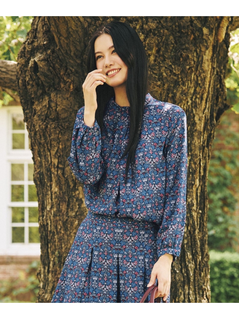 【SALE／23%OFF】【LIBERTY】Vine Thief バックサテンジョーゼットブラウス AMACA アマカ トップス シャツ・ブラウス ブラック グリーン【RBA_E】【送料無料】[ Fashion]