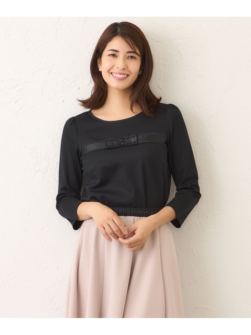 【SALE／56%OFF】リボンモチーフファンシーカットソー TO BE CHIC トゥー ビー シック トップス カットソー・Tシャツ ブラック ホワイト【RBA_E】【送料無料】[ Fashion]