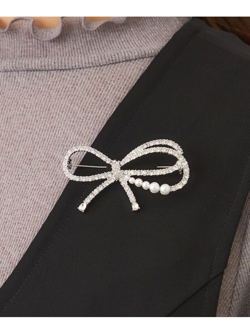 【SALE／20%OFF】ガラスライン リボンブローチ TO BE CHIC トゥー ビー シック アクセサリー・腕時計 ネックレス ゴールド シルバー【RBA_E】【送料無料】[ Fashion]