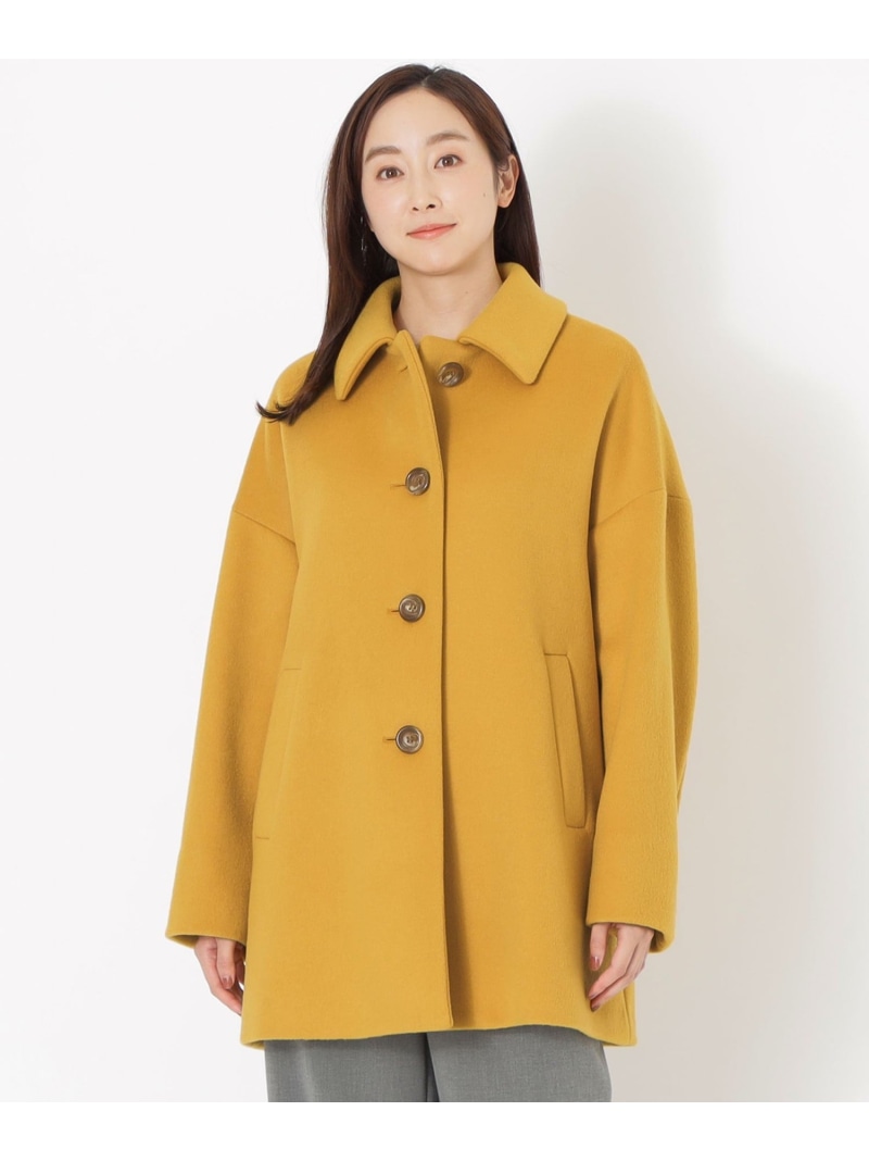 エアージーロンラム ショートコート SANYOCOAT サンヨーコート ジャケット・アウター ステンカラーコート ネイビー イエロー【送料無料】[ Fashion]