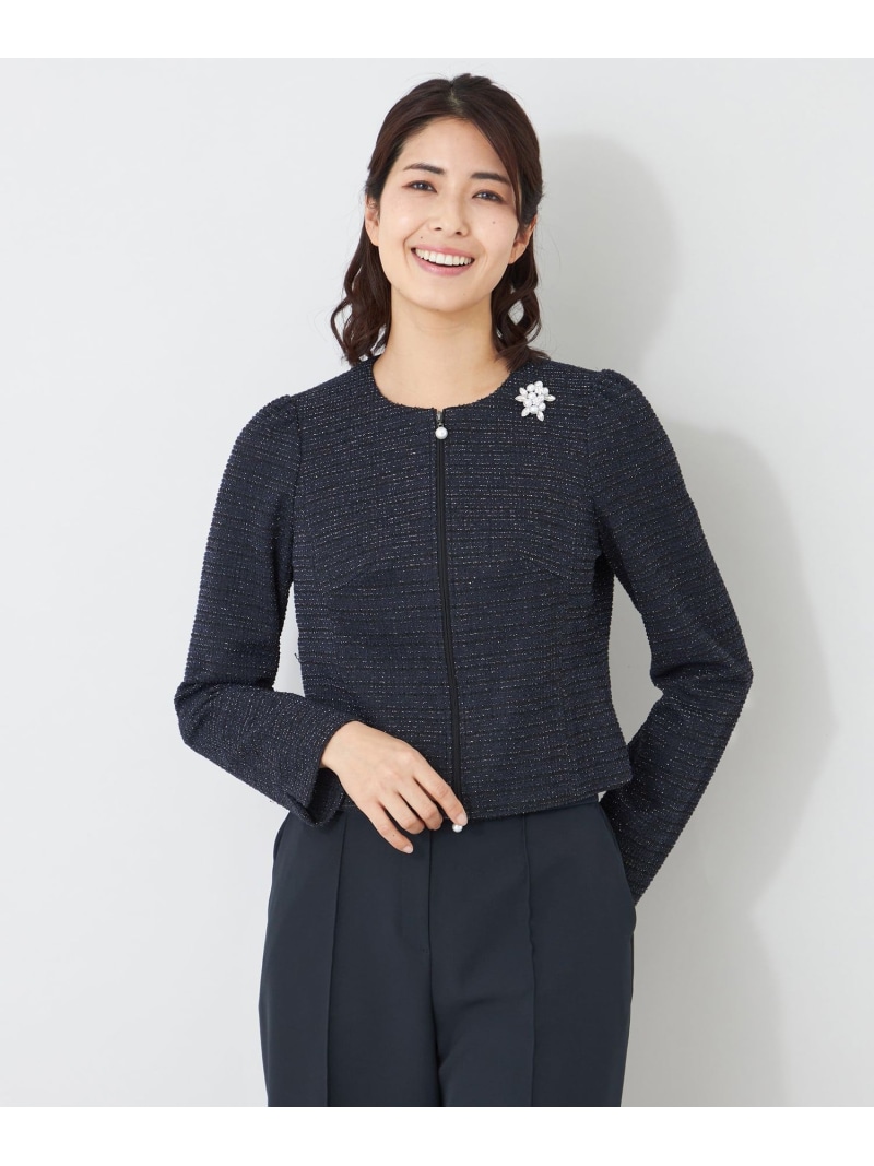 【SALE／30%OFF】MIXツイード ジャケット TO BE CHIC トゥー ビー シック ジャケット・アウター ノーカラージャケット ホワイト ブラック ベージュ【RBA_E】【送料無料】[ Fashion]｜SANYO SELECT
