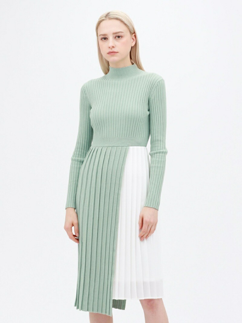 正規通販 ワンピース Rakuten Fashion プリーツコンビ ニットドレス Loveless ラブレス ワンピース ワンピースその他 グリーン ブラック 送料無料 Www Robelia Nl