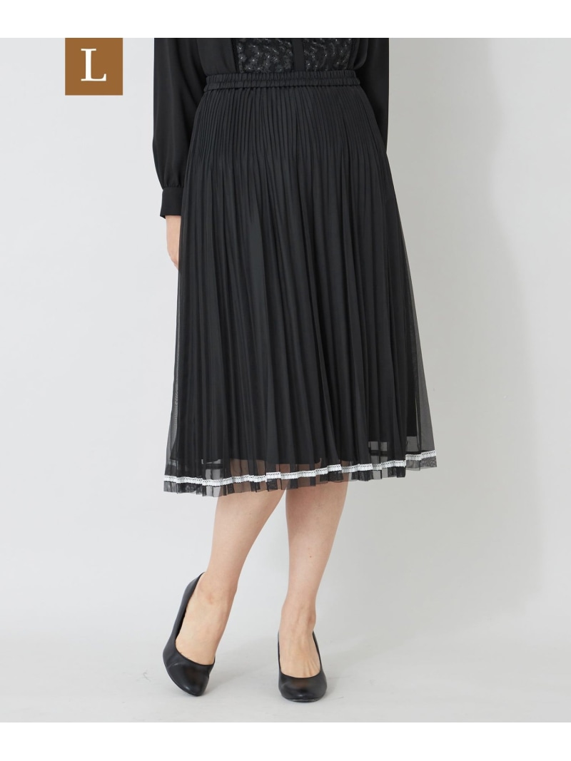 【SALE／30%OFF】【L】配色レースプリーツ スカート TO BE CHIC サンヨー エルサイズ スカート その他のスカート ベージュ ブラック【RBA_E】【送料無料】[ Fashion]｜SANYO SELECT
