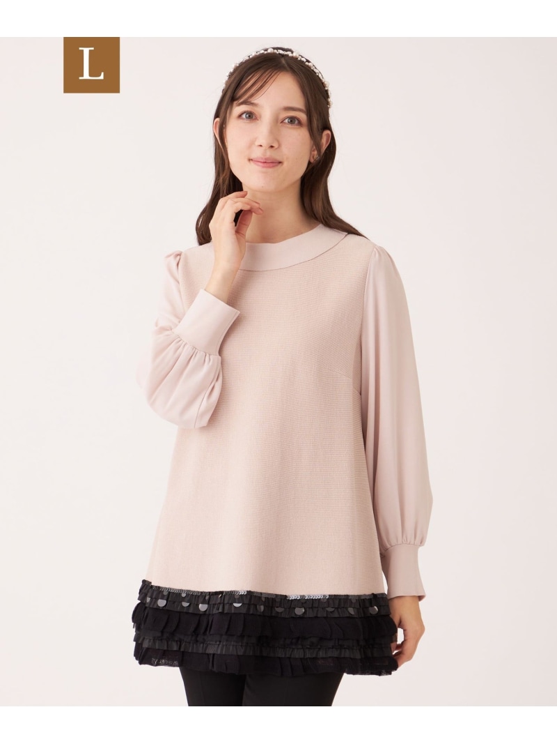 【L】エレガンスヘム ニットチュニック TO BE CHIC サンヨー エルサイズ トップス ニット ブラック ピンク【送料無料】[ Fashion]