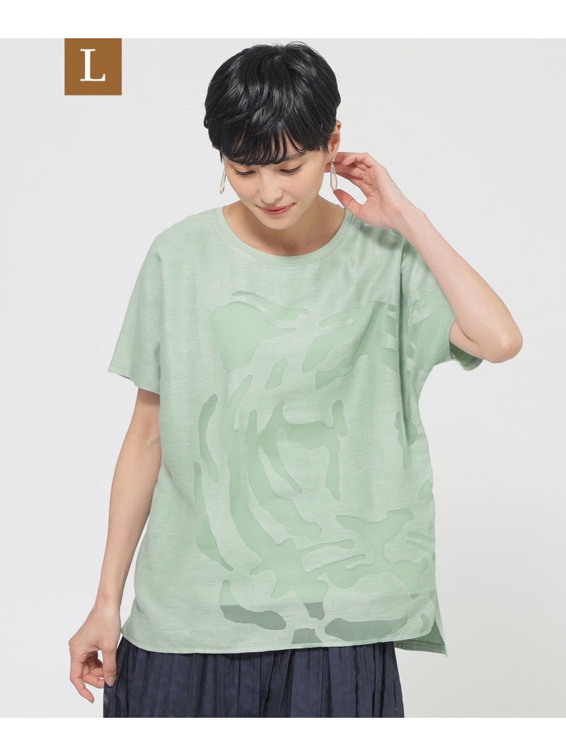 【SALE／27%OFF】【L】【カタログ掲載品】【ウォッシャブル】オパールタイガーコンビカットソー EVEX by KRIZIA サンヨー エルサイズ トップス カットソー・Tシャツ ホワイト ブラック【RBA_E】【送料無料】[ Fashion]