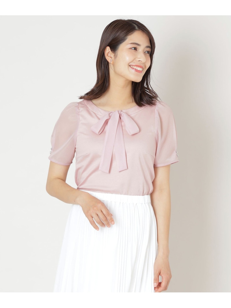 【SALE／29%OFF】リボンネック スリーブコンビカットソー TO BE CHIC トゥー ビー シック トップス カットソー・Tシャツ ホワイト ブラック ピンク【RBA_E】【送料無料】[ Fashion]