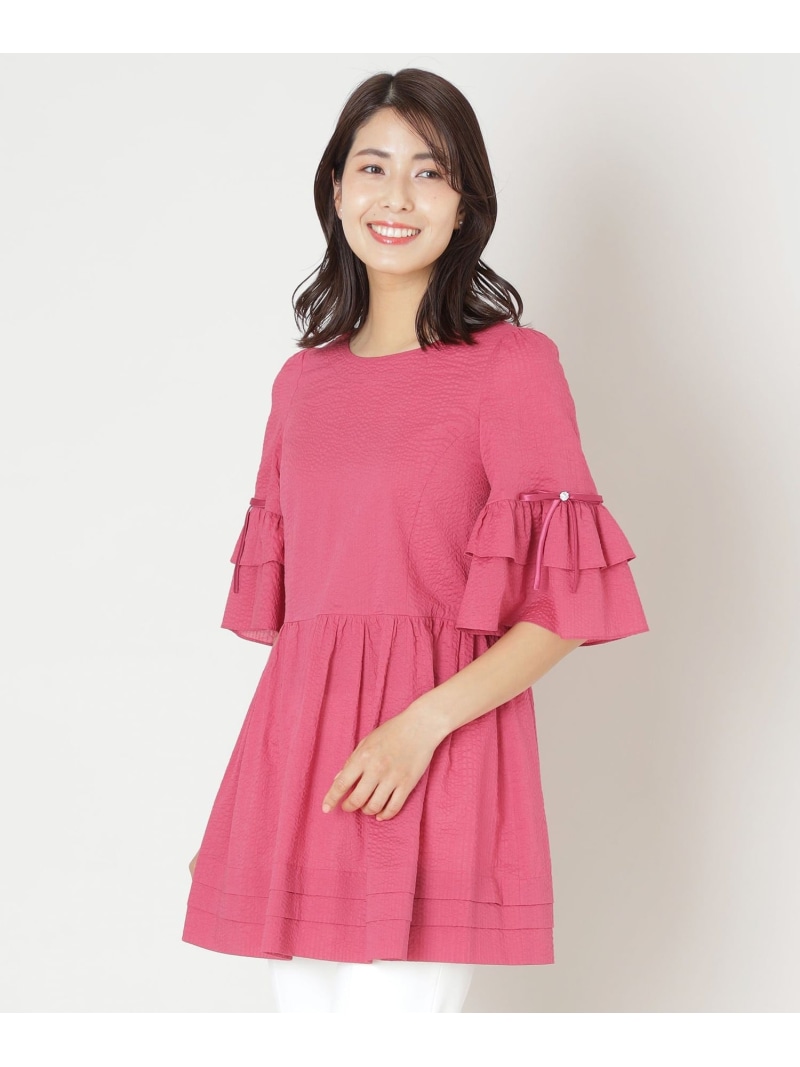 【SALE／30%OFF】ウェーブローン スリーブフリルチュニック TO BE CHIC トゥー ビー シック トップス シャツ・ブラウス ピンク ブラック ベージュ【RBA_E】【送料無料】[ Fashion] 21,978円