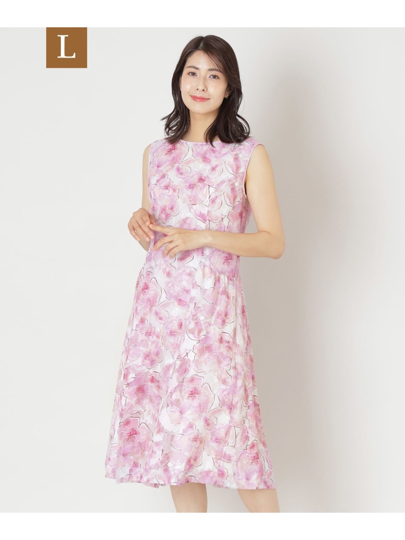 【SALE／39%OFF】【L】ローズプリントジャカード ワンピース TO BE CHIC サンヨー エルサイズ ワンピース・ドレス ワンピース ピンク ブルー【RBA_E】【送料無料】[ Fashion]