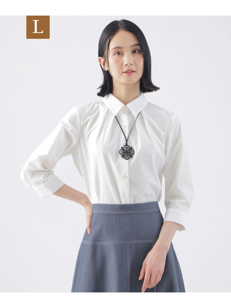【SALE／25%OFF】【L】【接触冷感】【UV対策】【ウォッシャブル】ファンクションタイプライターシャツブラウス TRANS WORK サンヨー エルサイズ トップス シャツ・ブラウス ホワイト ブルー【RBA_E】【送料無料】[ Fashion]